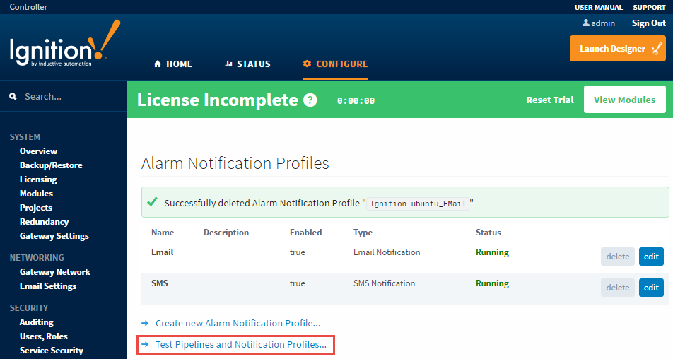 Alarm Notification Pipeline Testing