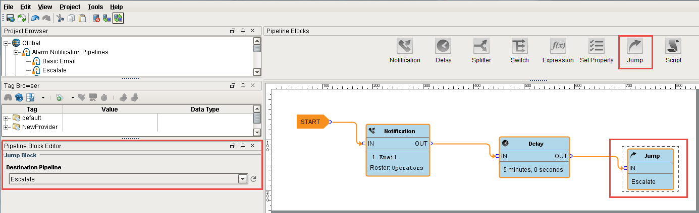 Alarm Pipeline: Jump Block