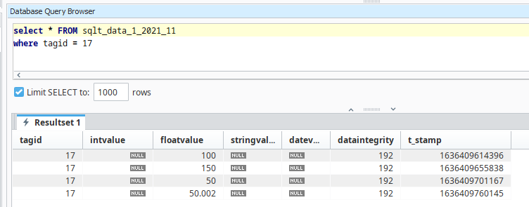 Analog Compression Example DB Query Browser