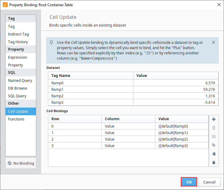 Cell Update Binding - Realtime Tag Values in a Table Step 4