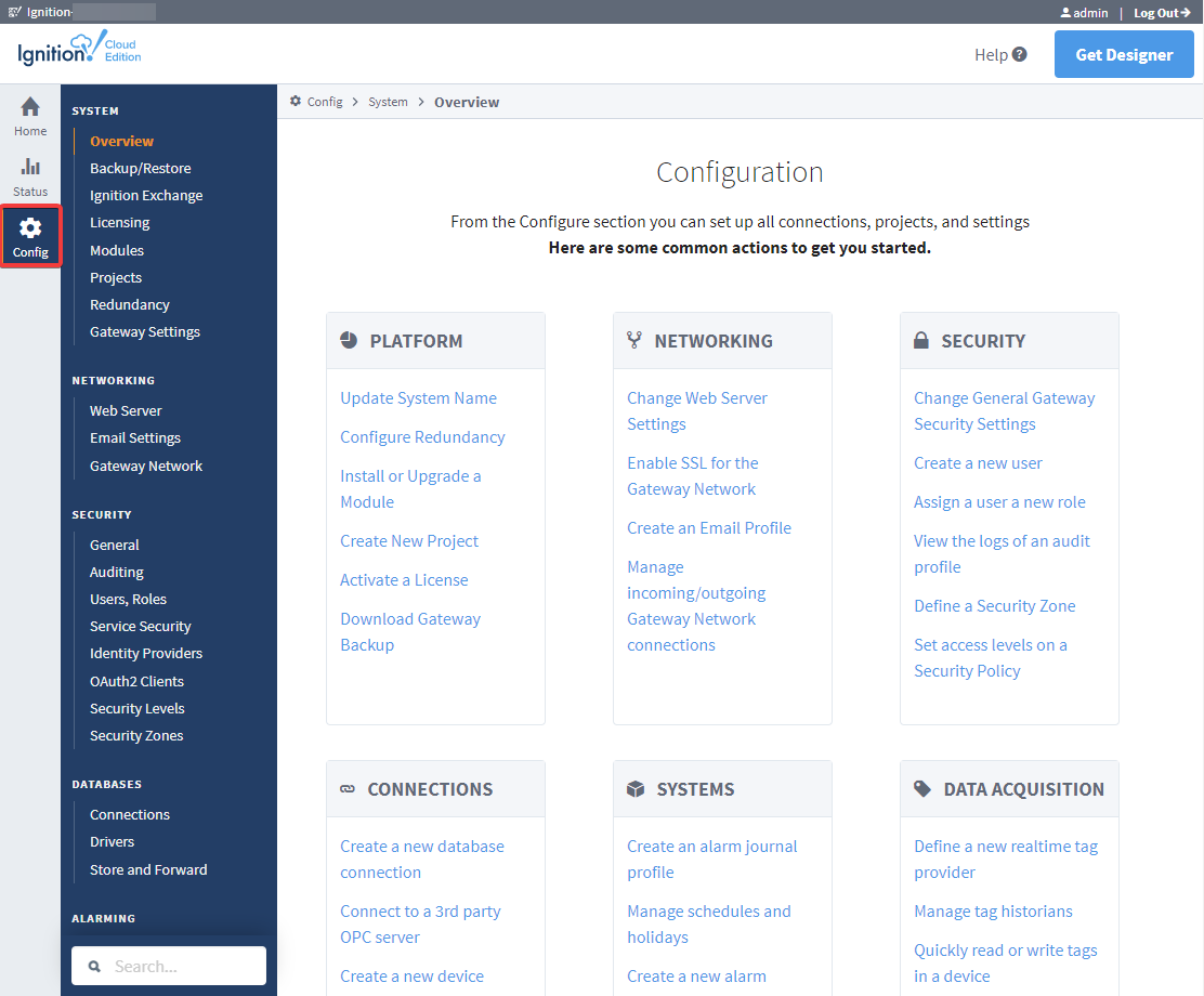 Cloud Edition Config Page