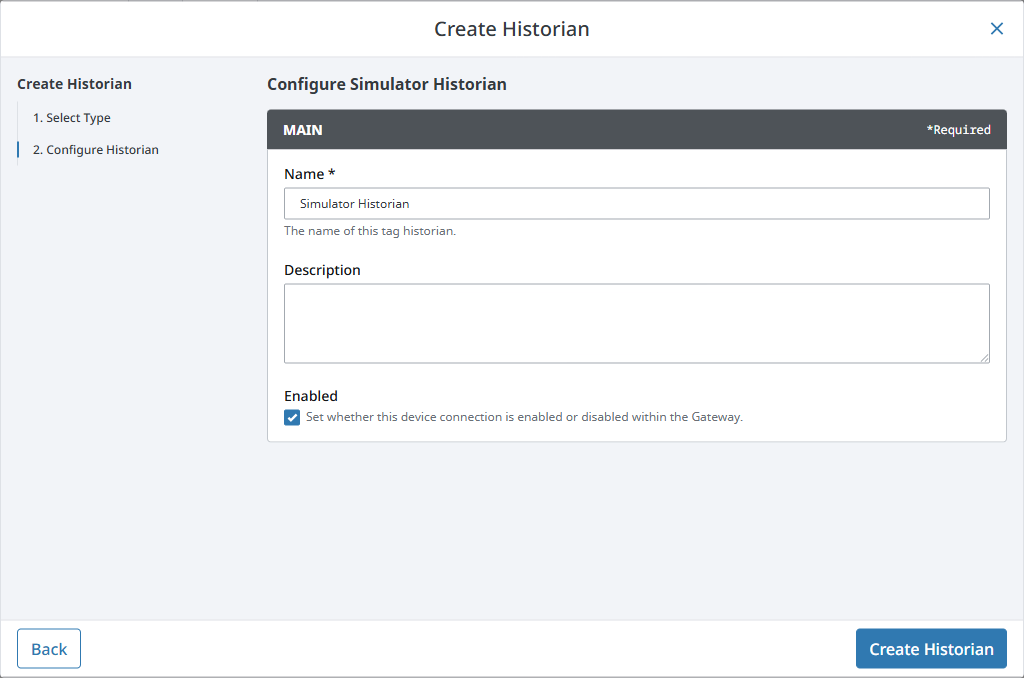 Configuring a Historian Simulator Provider Step 5