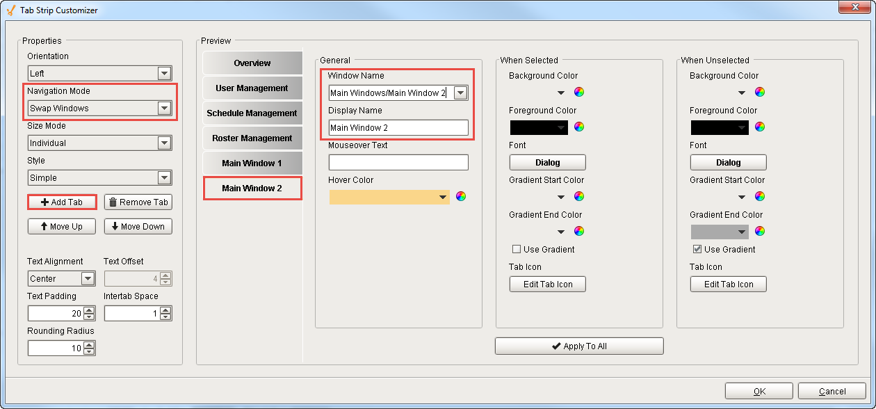 Configure the Tab Strip in the Designer Step 4d