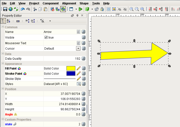 Configured Arrow Component using Style Customizer