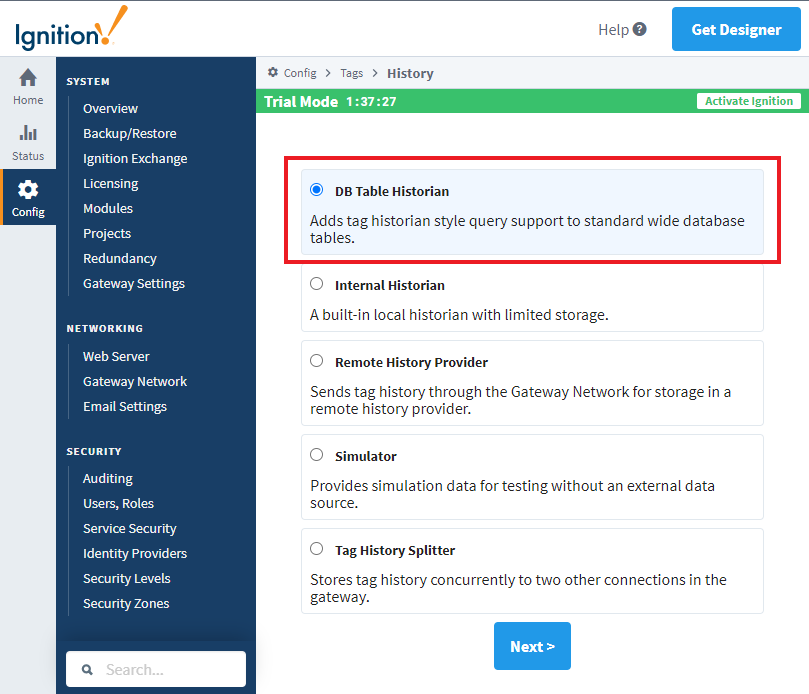 Configuring a DB Table Historian Provider Step 4