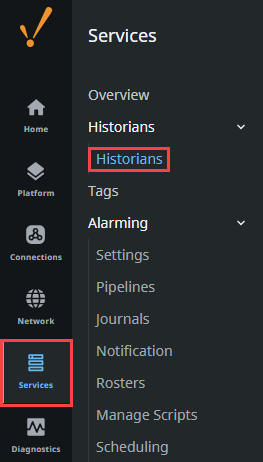 Configuring a QuestDB Internal Historian Step 1
