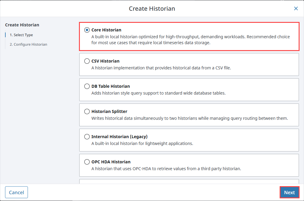 Configuring a QuestDB Internal Historian Step 3