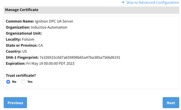 Configuring OPC Client Connection Step 8
