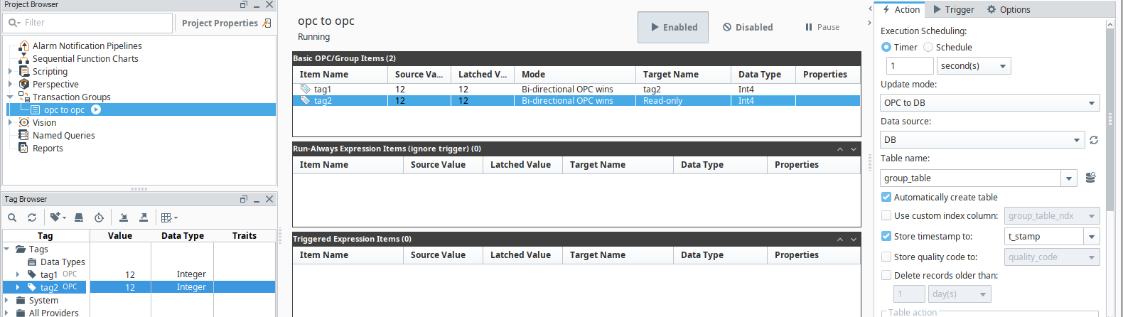 Configuring Transaction Group for OPC to OPC Interaction Step 4