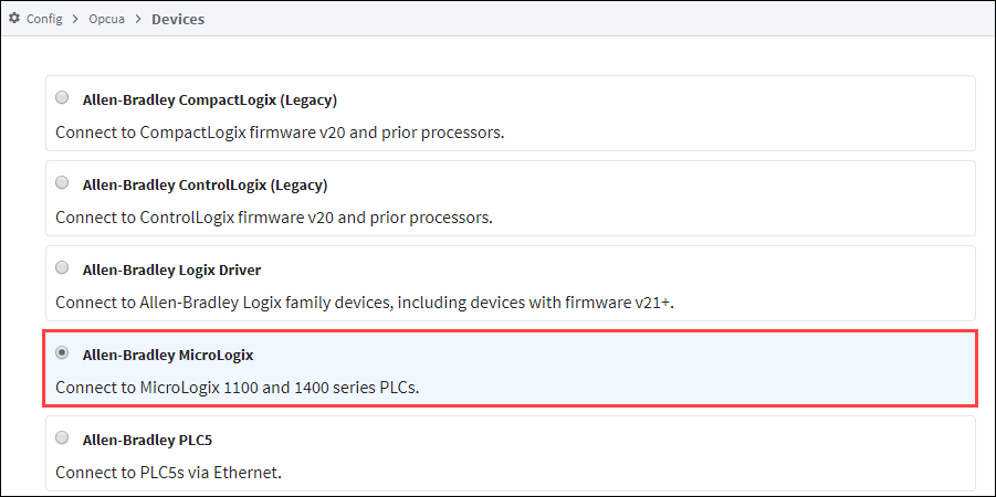 Connect to MicroLogix Device Step 4