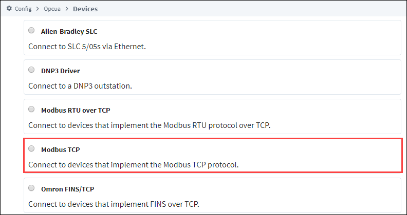 Connecting to Modbus Step 4