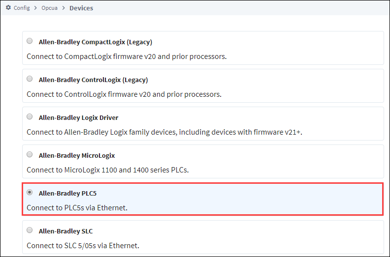 Connecting to PLC5 Step 4