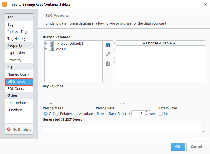 DB Browse Binding: Binding Properties to Database Tables