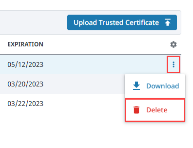 Delete Trusted Certificate