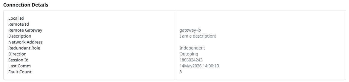 Gateway Network Connections Details Connection Detail