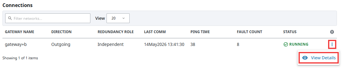 Gateway Network Connections View Details Button