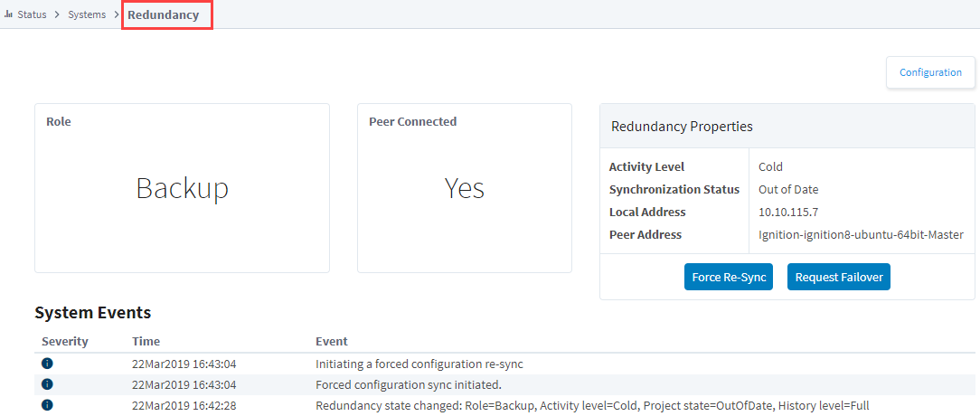 Gateway Status Page - Redundancy