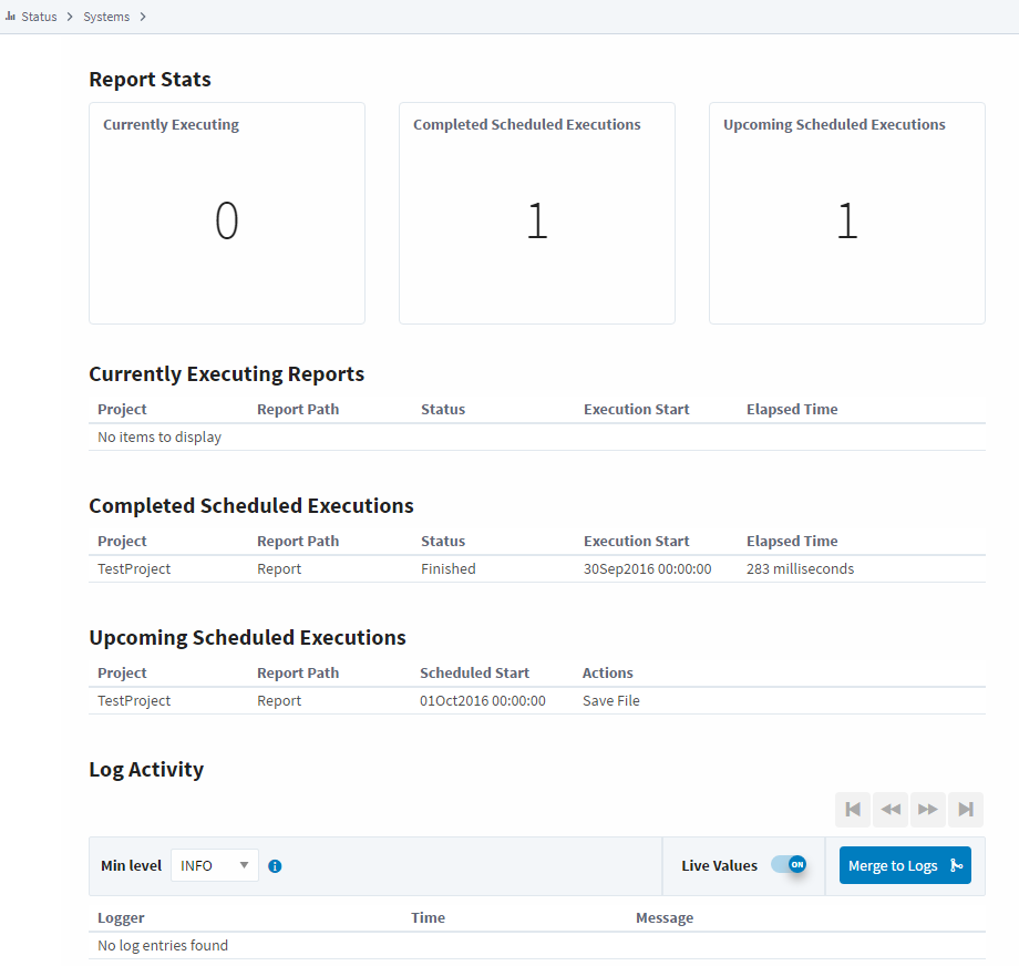 Gateway Status Page - Reports