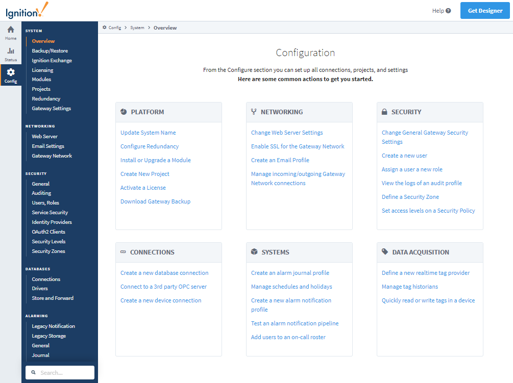 Gateway Web Interface - Config