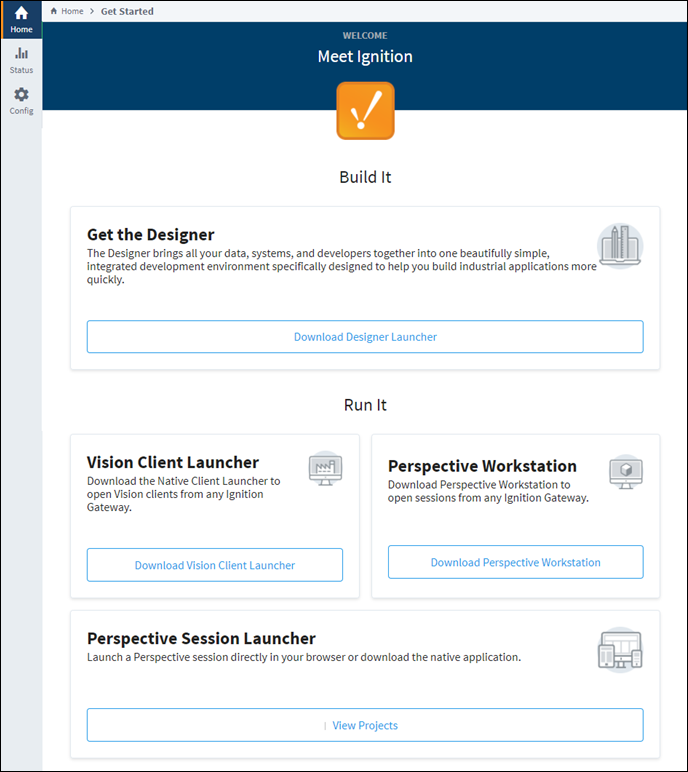 Gateway Web Interface - Home