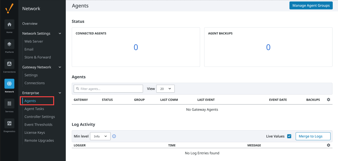 Gateway Webpage Connections - EAM Agents