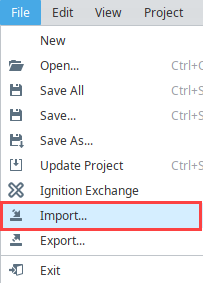 Import Ignition Exchange Project Package from the Designer Step 1