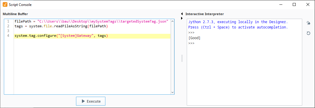 Import Targeted System Tag Configuration Script