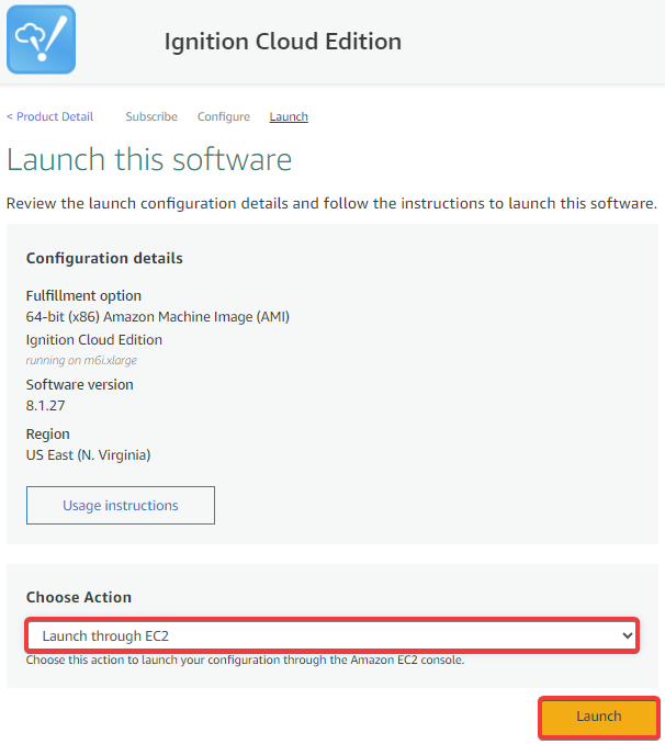 Launch from AWS Marketplace Step 7