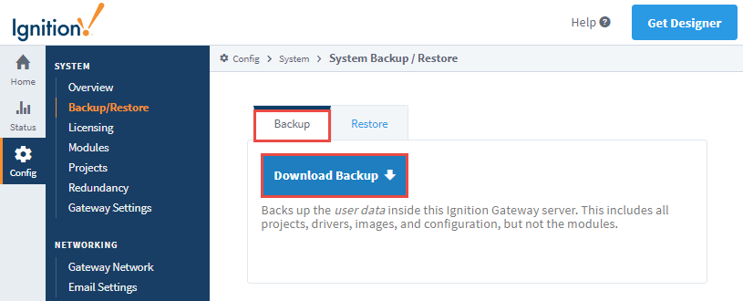 Manually Collecting a Gateway Backup Step 2