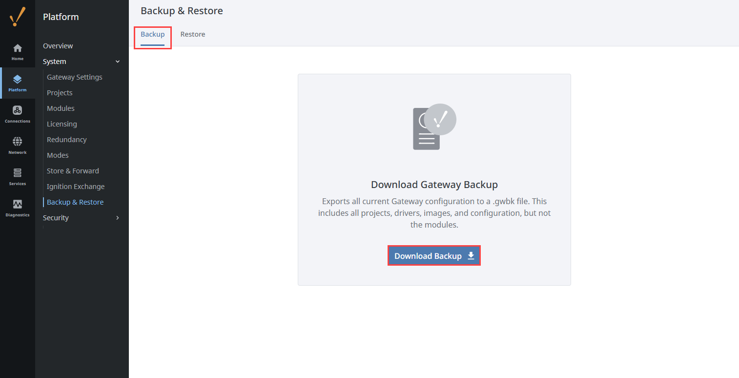 Manually Collecting a Gateway Backup Step 2