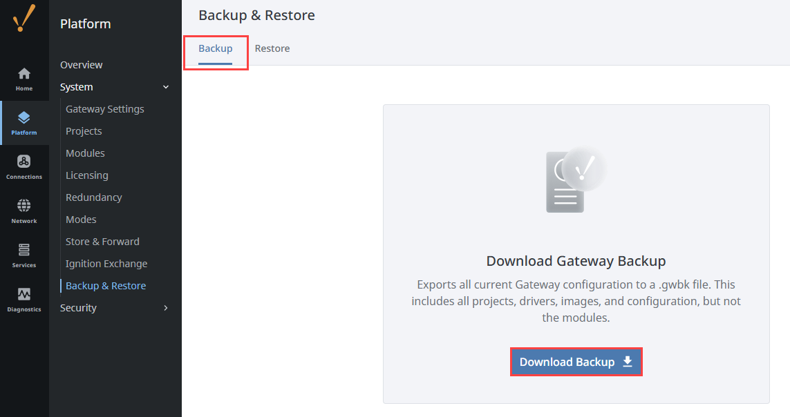 Manually Collecting a Gateway Backup Step 2