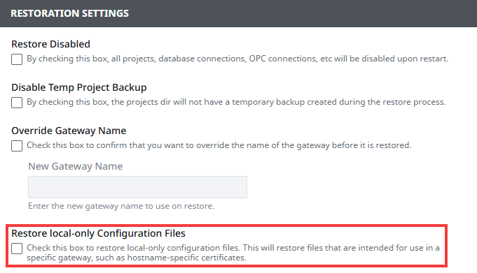 Restore local-only Configration Files