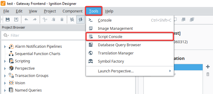 Script Console Location in Menubar