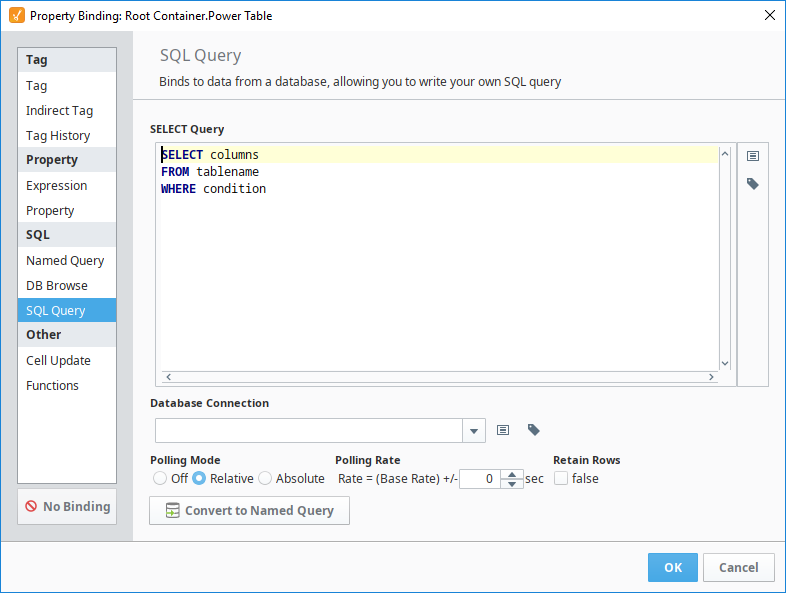 SQL Query Binding: Dataset Binding