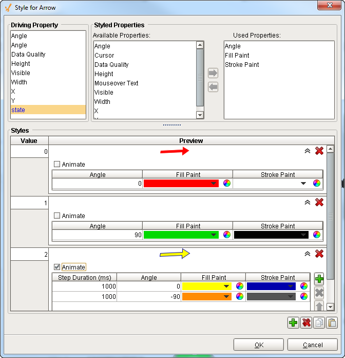 Style Customizer Settings for the Arrow Component