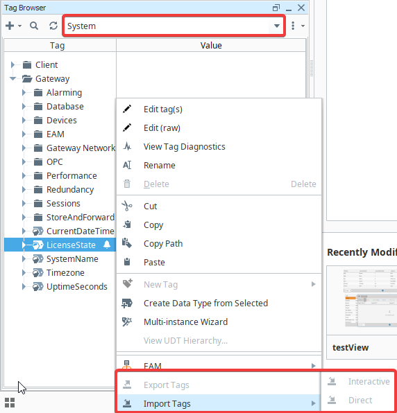 System Tag Import and Export Functions Disabled