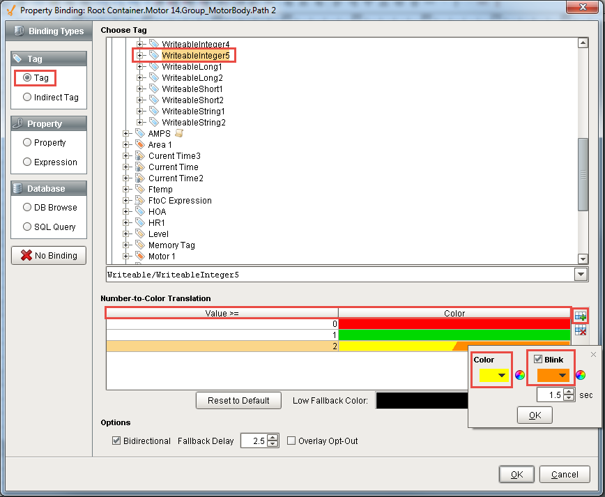 Tag Binding Color Setup