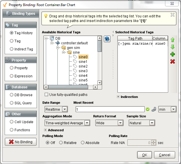 Tag history binding