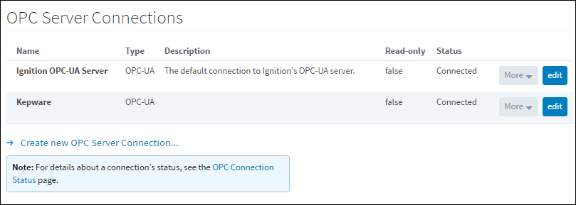 Third Party OPC Server Connections