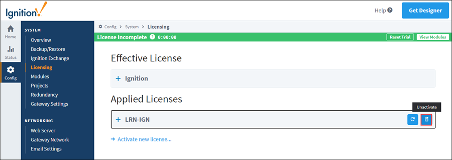 Unactivating a License - Online Unactivation Step 2