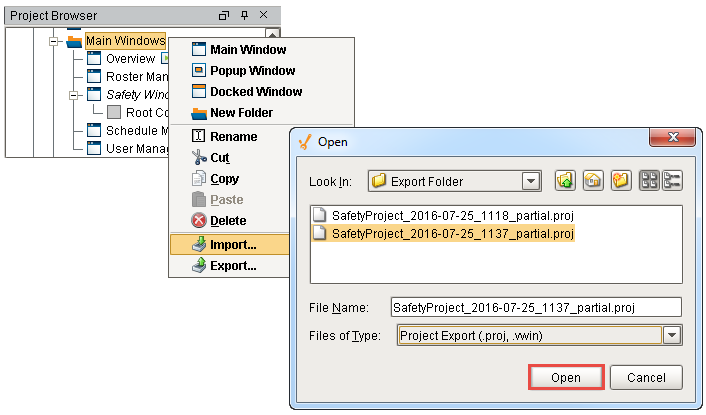 Working with Vision Windows - Importing a Window