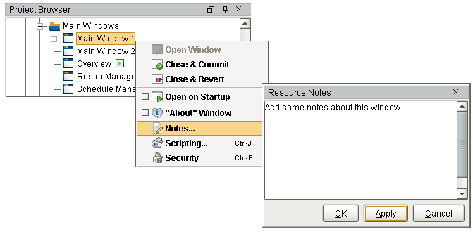 Working with Vision Windows - Adding Notes on Windows