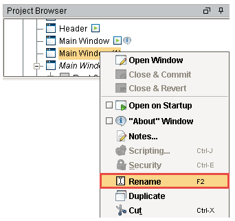 Working with Vision Windows - Naming and Renaming a Window