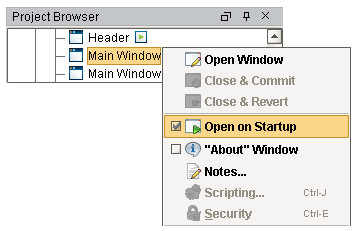 Working with Vision Windows - Open on Startup Context Menu