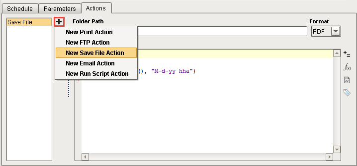Image demonstrating how to add a new action.