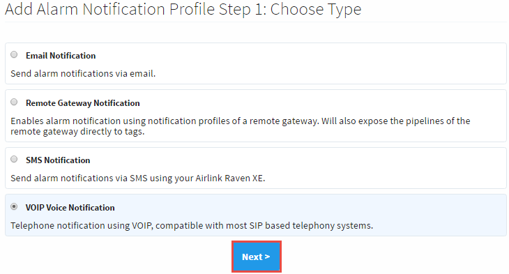 Add Notification Profile Step 1