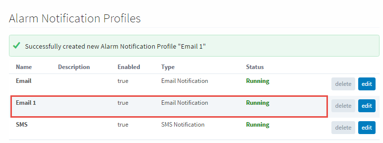 Alarm Notification Profiles on GW Webpage