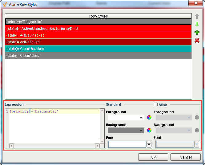 Customizing Alarm Row Styles Step 1