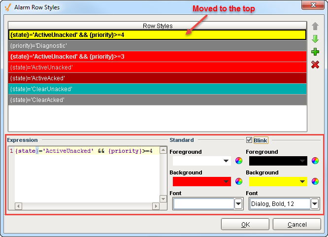 Customizing Alarm Row Styles Step 2e