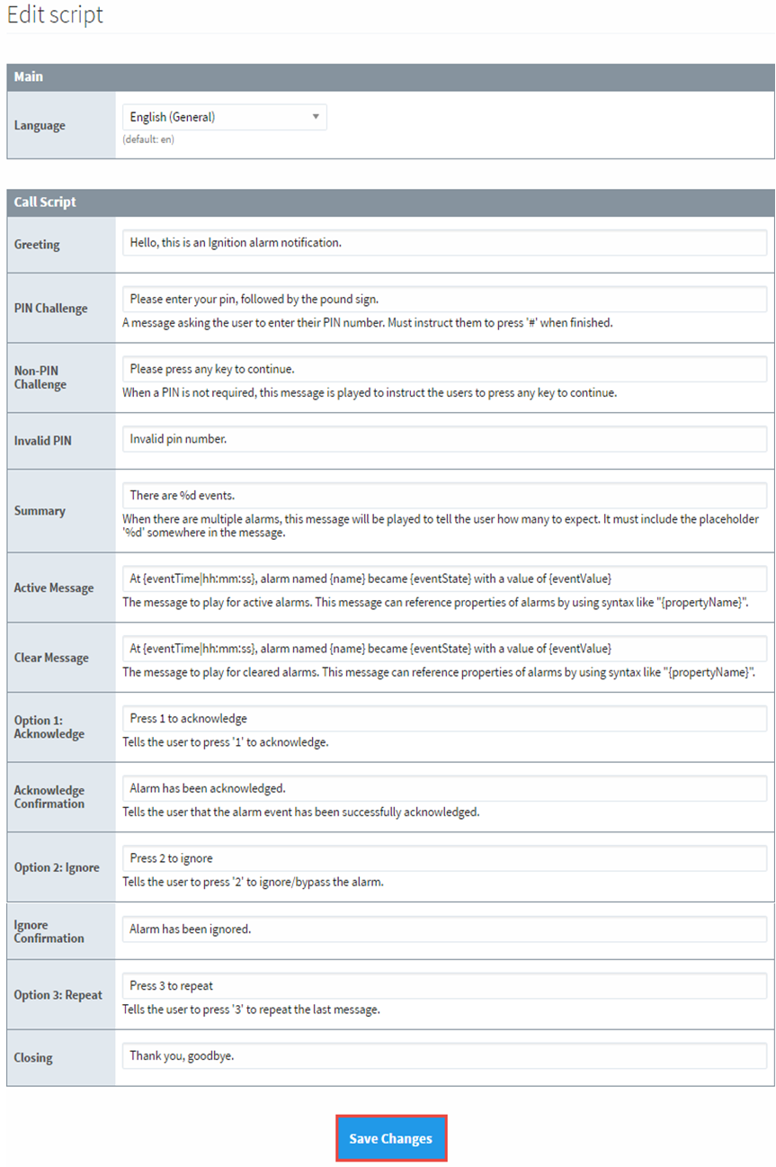 Modifying a Voice Notification Script Step 3